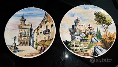 coppia piatti souvenir San Marino anni '60