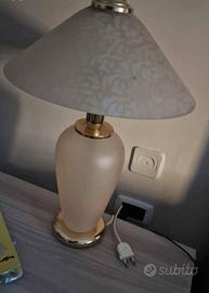 Lampade da comodino in vetro satinato e ottone  a