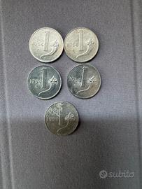 5 pezzi 1 Lira Cornucopia 1954