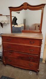 Como' con tre cassetti e specchio - Antico