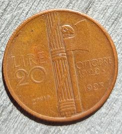 Moneta da 20 lire Ottobre 1922 del 1923