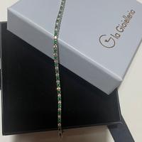 Bracciale modello Tennis verde in argento