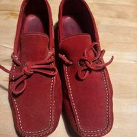 Mocassino uomo Santoni in suede rosso
