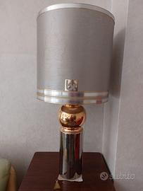 Lampada anni 70 ottone e metallo e tessuto