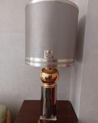 Lampada anni 70 ottone e metallo e tessuto