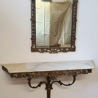 Specchio e Consolle vintage in metallo e marmo