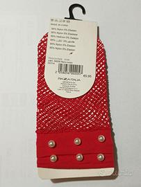 Calze a rete con bordo decorato con perline