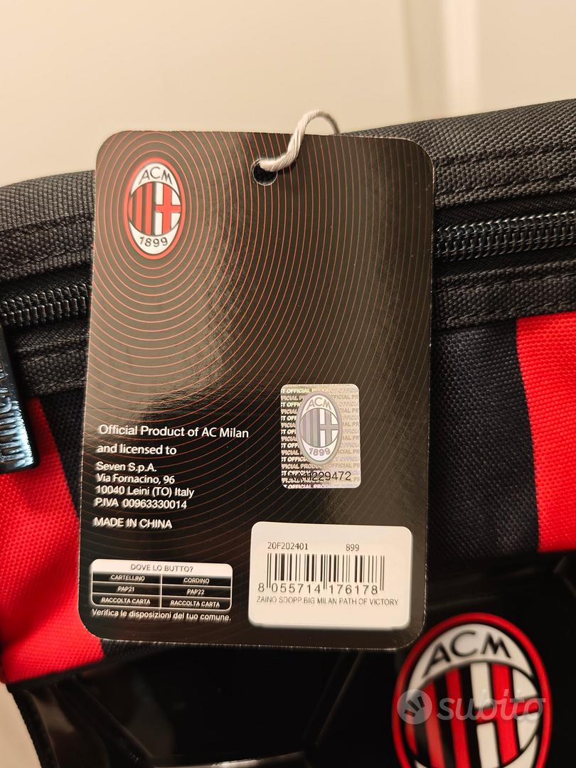Zaino Scuola Seven AC Milan | Design Estensibile Path Of Victory | Doppio Scomparto, Tasca Borraccia, Nero/rosso