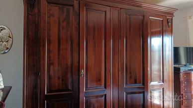 armadio, 2 comodini e comó legno massello 