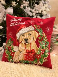 Cuscino in velluto con ricamo natalizio 