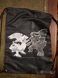 sacca zaino pokemon bianco e nero