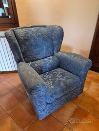 Poltrona Bergerè Classica Blu Motivo Floreale