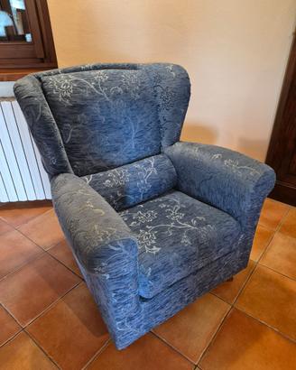 Poltrona Bergerè Classica Blu Motivo Floreale