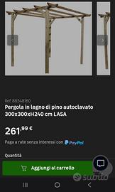 Pergola di legno color noce 3×3 h240