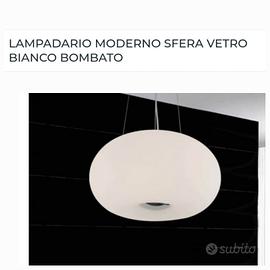 lampadario bianco a sfera  bombato