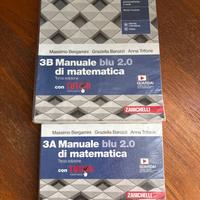 Libri scolastici fisica, inglese e matematica.
