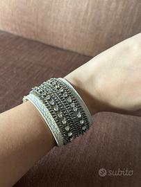 Bracciale in pelle + brillantini 