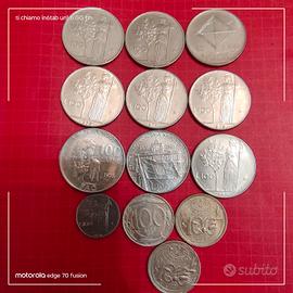 13 monete da 100 lire italiane 