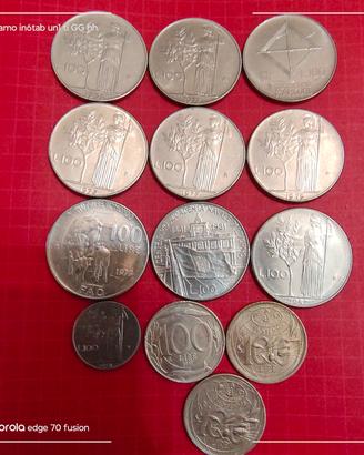 13 monete da 100 lire italiane 