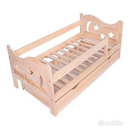 Lettino per bambini in pino naturale 160x80