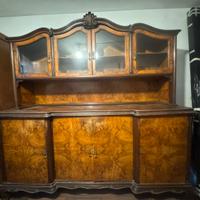Credenza con vetrina vintage in radica – anni ’40