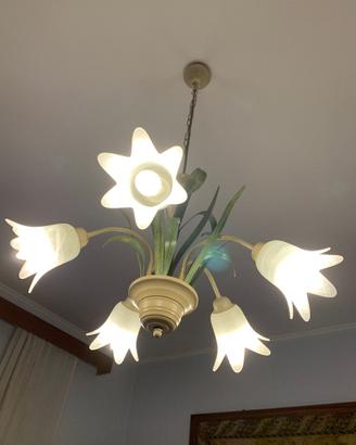 lampadario floreale Shabby Chic+2 lampada comodino