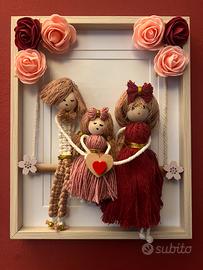 Quadretto famiglia in macramè fatto a mano