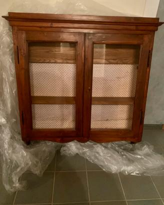 Vetrinetta pensile antica in legno massello