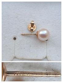 ORO 750 18 KT Carati Orecchino Con perla Naturale