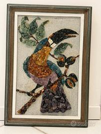 Tucano del Brasile, mosaico originale in pietre na