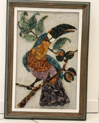 Tucano del Brasile, mosaico originale in pietre na