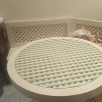 Panca e tavolo,bianco panna 4 posti a contenitore