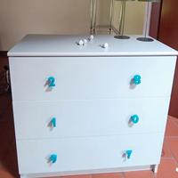 cassettiera bianca a tre cassetti
