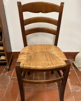 3 sedie legno impagliate