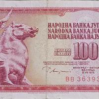 Banconota 100 dinara Jugoslavia 1976 - 