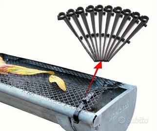 Rete per grondaie con ganci di fissaggio