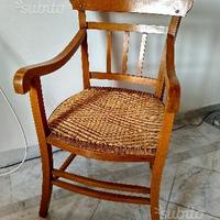 Seggiolone impagliato rustico anni 40/50