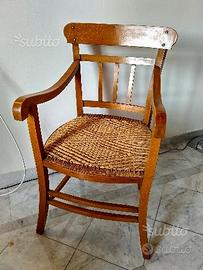 Seggiolone impagliato rustico anni 40/50