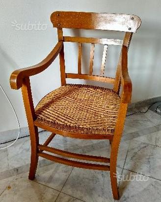 Seggiolone impagliato rustico anni 40/50