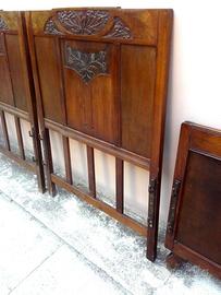 letto doppio liberty primi '900 in legno e ferro