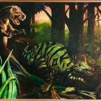Quadro Dinosauri Preistoria Grande 293x154x6 cm