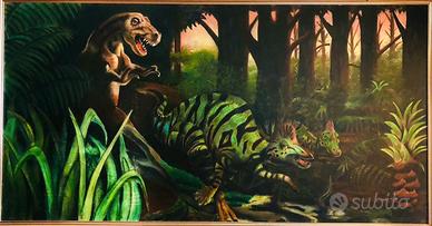 Quadro Dinosauri Preistoria Grande 293x154x6 cm