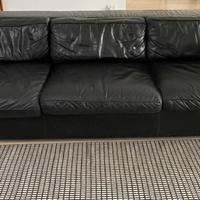 Divano stile Bauhaus nero in pelle