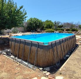 piscina Intex, scala legno, pompa sabbia 