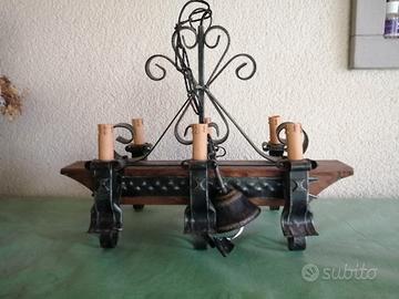 lampadario e appliques stile rustico 