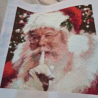 quadro tela ricamata a punto croce  babbo natale