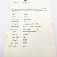 Anello oro 18KT diamante 0.51 IF D, firmatoSALVINI