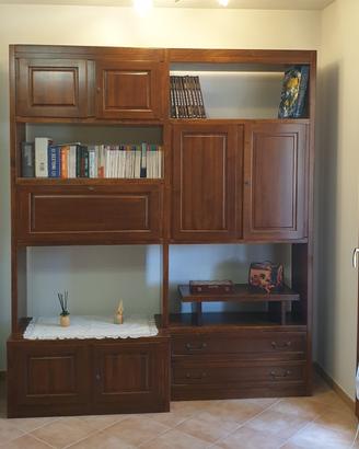 Mobile in noce da salotto per tv stereo libreria