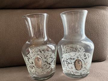 Coppia vasetti in vetro con inserto in argento
