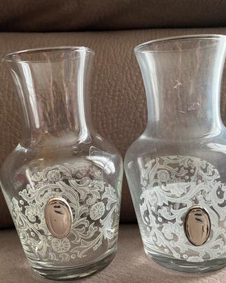 Coppia vasetti in vetro con inserto in argento